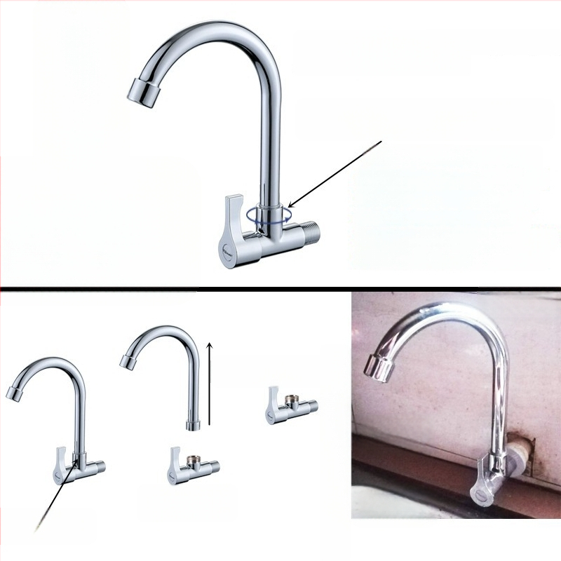 Virtuvės plautuvės čiaupas - sieninis montavimas, tik šaltas vanduo, vertikalus sukimas; varinis korpusas, varinis vožtuvo šerdis, 20 mm vožtuvo lizdas