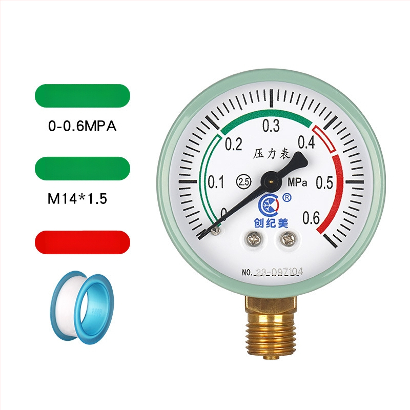 Y-60 precīzs spiediena mērītājs, diapazons 0–1,6 MPa, ūdens un hidraulisko sistēmu izmantošanai, zīmols Chuangjimei