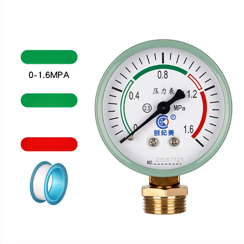 Y-60 precīzs spiediena mērītājs, diapazons 0–1,6 MPa, ūdens un hidraulisko sistēmu izmantošanai, zīmols Chuangjimei