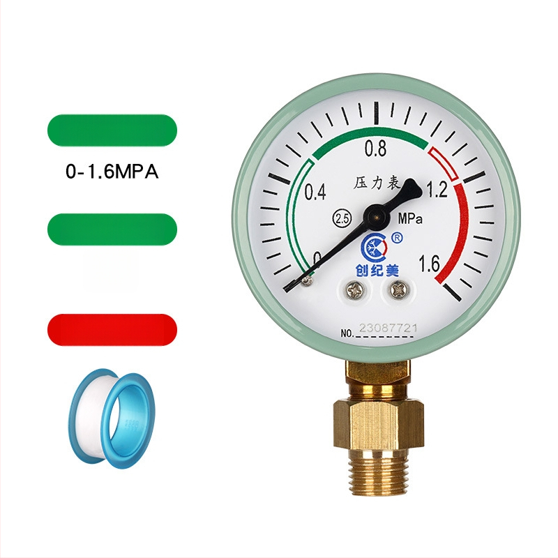 Y-60 precīzs spiediena mērītājs, diapazons 0–1,6 MPa, ūdens un hidraulisko sistēmu izmantošanai, zīmols Chuangjimei