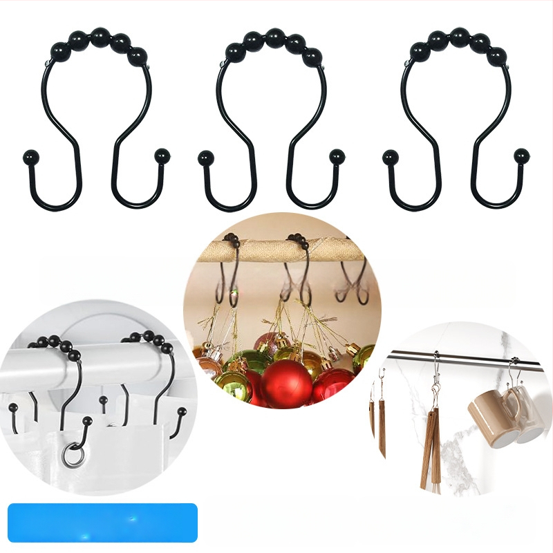 Άγκιστρο κουρτίνας ντους από ανοξείδωτο ατσάλι, διπλό άγκιστρο, μοντέρνος μινιμαλιστικός σχεδιασμός