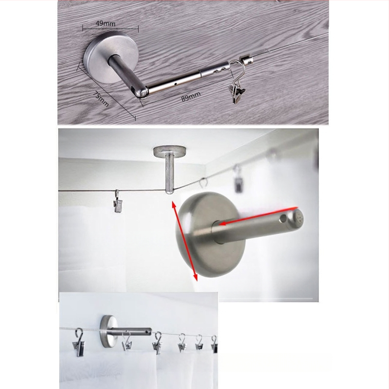 No-Drill Indoor Curtain Wire Rope, Curtain Track Cord, Balcony Clothesline, Customizable