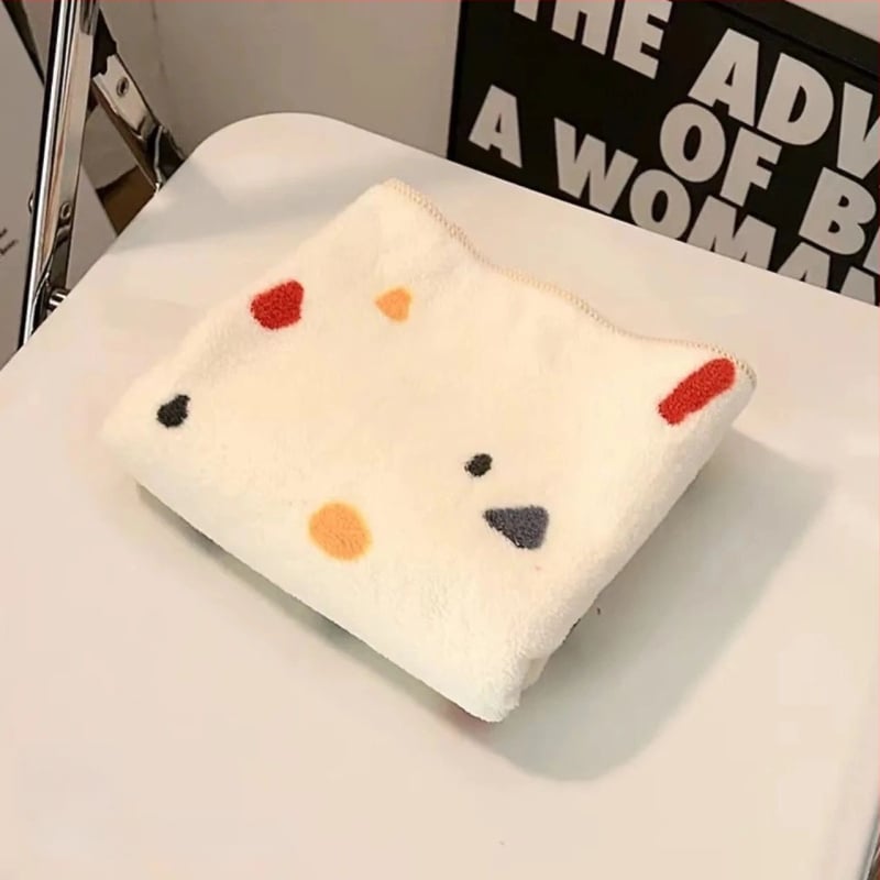 Πετσέτα μπάνιου με καπελάκι για στεγνώμα μαλλιών, πουά μοτίβο, φλίς κοραλλί, γρήγορο στέγνωμα, 150D