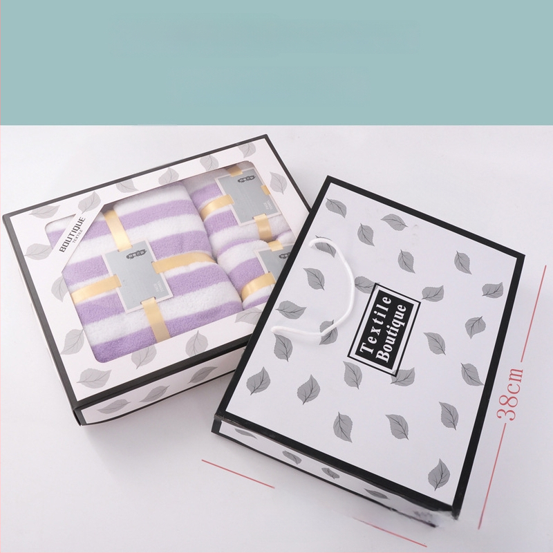 Σετ τριών πετσετών σε κουτί δώρου — πετσέτες μπάνιου από κοραλλί φλίς, με λογότυπο, προσαρμόσιμες, άνω των 500 g