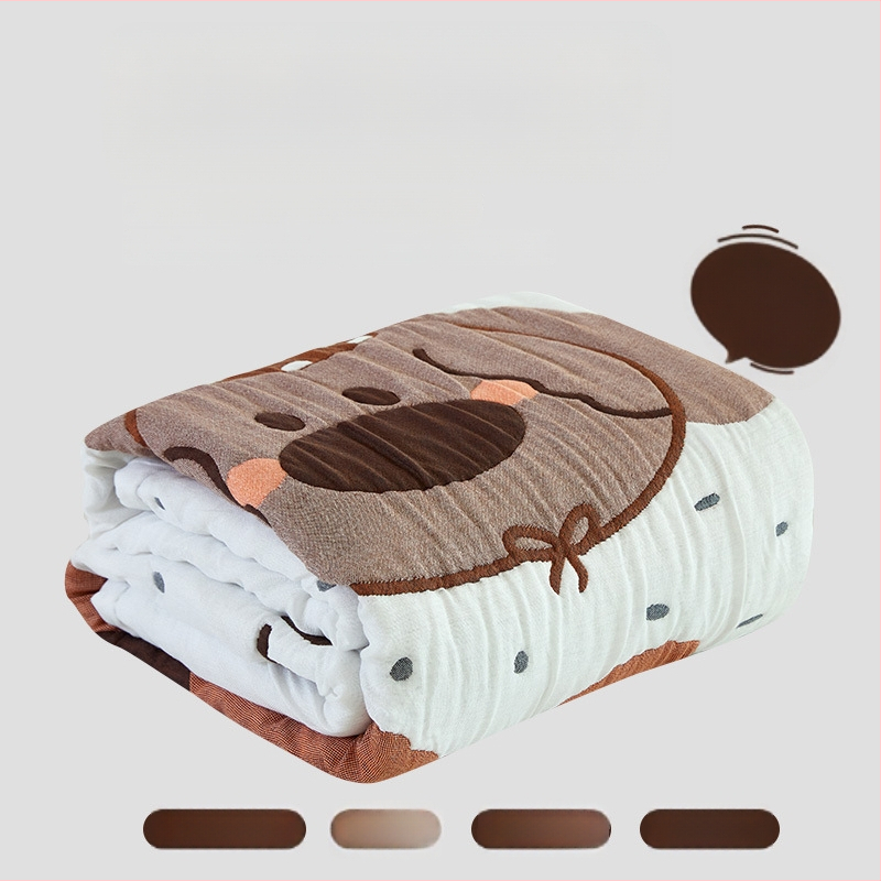 Kūdikių rankšluosčių pledas iš medvilninės marlės, dešimties sluoksnių, mažiau nei 300 g, visiems metų laikams, animacinis raštas