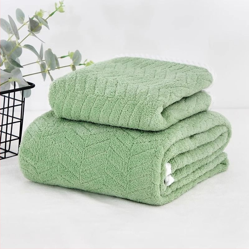 Σετ τριών πετσέτων μπάνιου με καπέλο στεγνώματος μαλλιών - φλις κοραλλιών, 350 γρ., γρήγορο στέγνωμα, υψηλή απορροφητικότητα, χωρίς αποκολλήσεις ινών