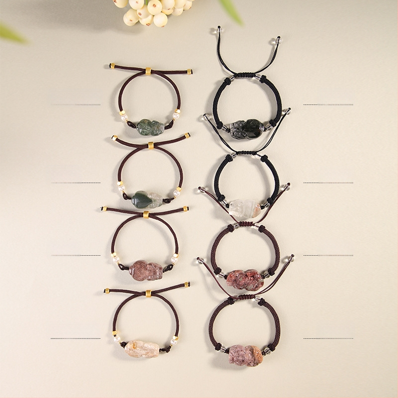 Brățară cu cristal fantomă, șnur elastic, ambalaj individual, lansare vară 2023