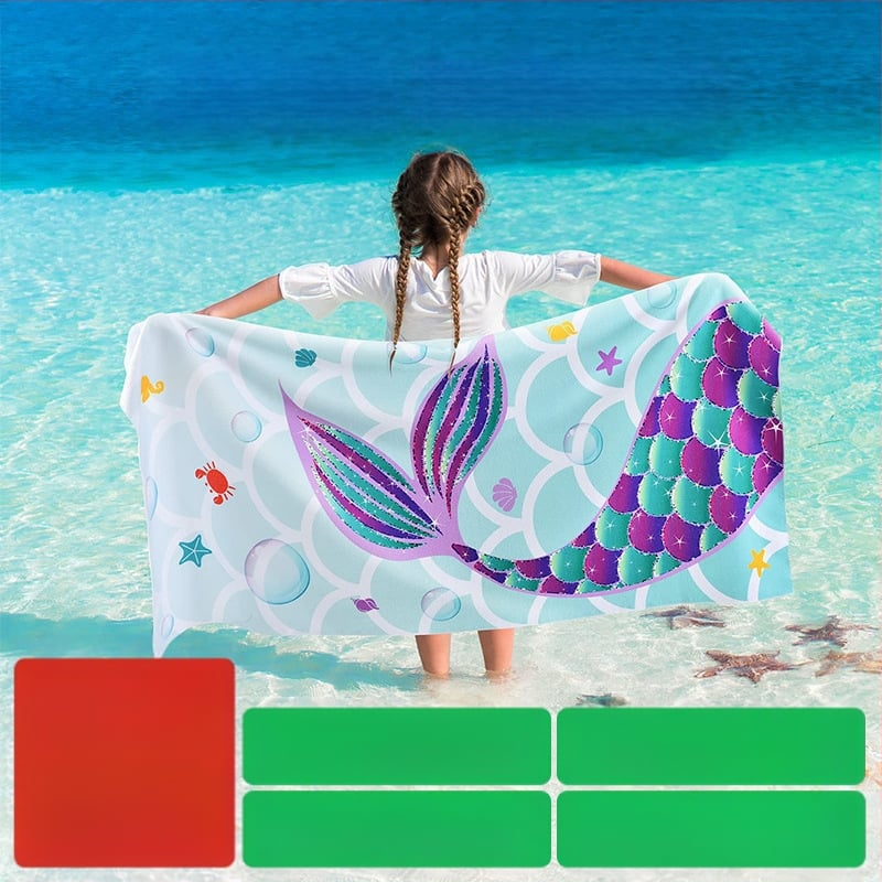 Παιδική πετσέτα μπάνιου/παραλίας από μικροϊνες με εκτύπωση καρτούν, 200–300 γρ, πολυεστέρας, 16‑νήματα, ραμμένη με απλή ύφανση