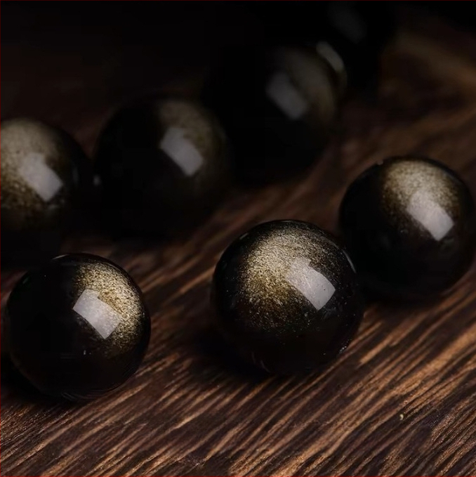 Xinghong гривна от естествен обсидиан – унисекс бижу за ръка, полирана