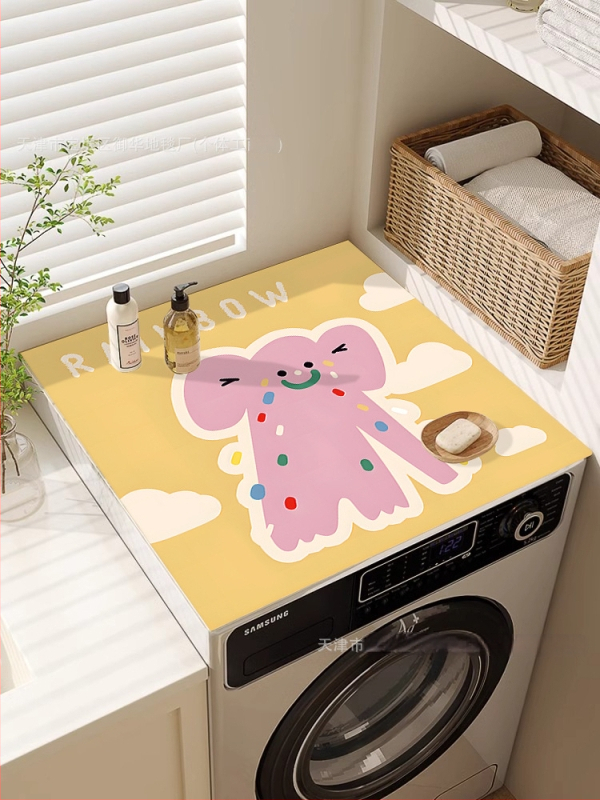 Yuhua Покривка за пералня от диатомова глина – карикатурен стил, многофункционална покривка за прах/диван/климатик