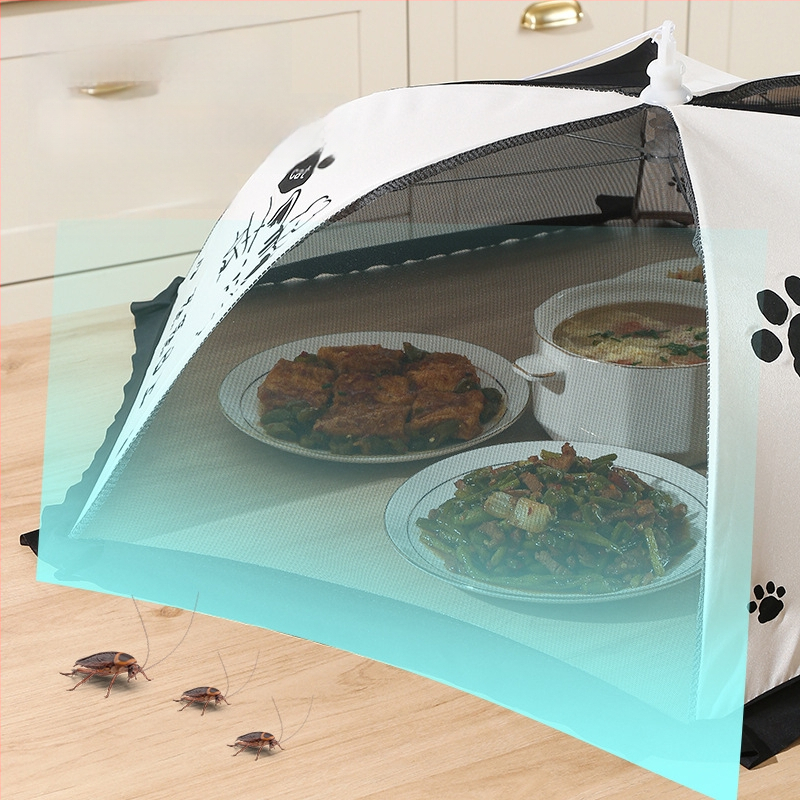 Голям капак за храна от мрежеста материя, прахо- и насекомозащитен, сгъваем покривал за маса, модерен стил