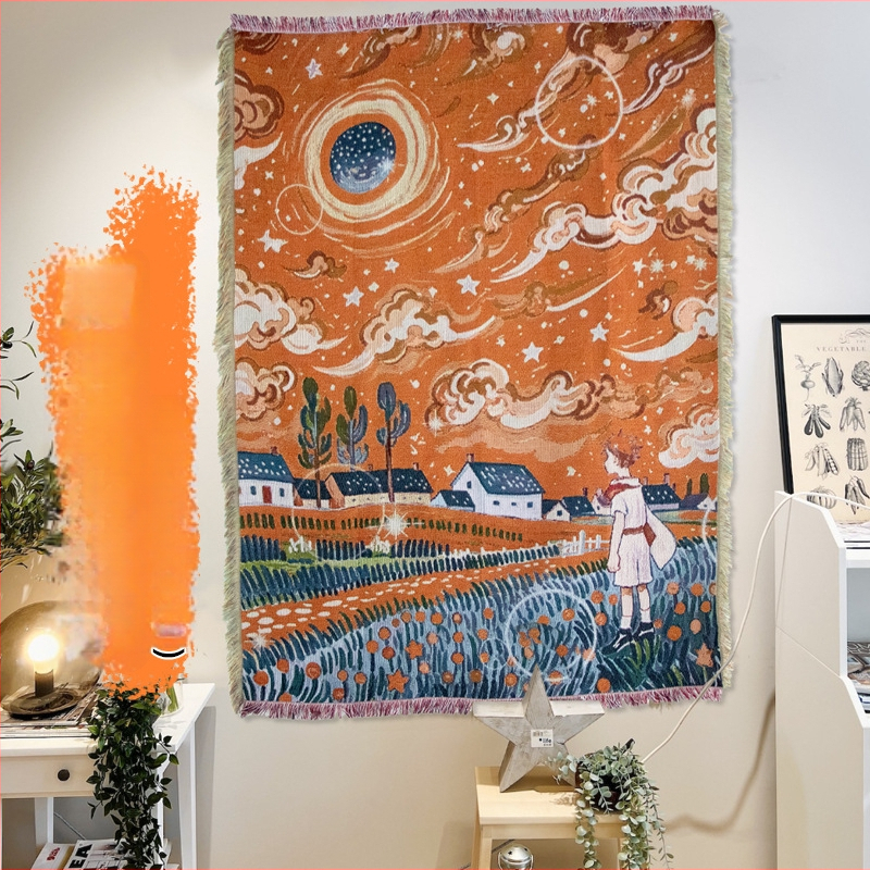 Ταπισερί – Μποεμικό φόντο χριστουγεννιάτικου πάρτι, προσαρμόσιμο κρεμαστό διακοσμητικό τοίχου, ορθογώνιο, μίξη πολυεστέρα-βαμβακιού (81–90% πολυεστέρα, 19%βαμβάκι), σχέδιο καρτούν, υφαντό με μηχανή