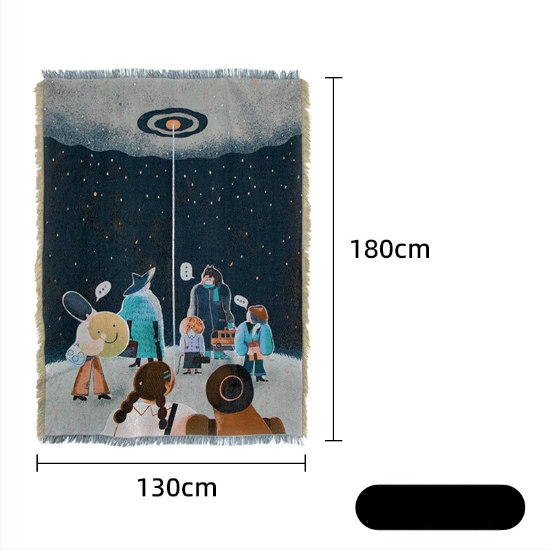 Ταπισερί – Μποεμικό φόντο χριστουγεννιάτικου πάρτι, προσαρμόσιμο κρεμαστό διακοσμητικό τοίχου, ορθογώνιο, μίξη πολυεστέρα-βαμβακιού (81–90% πολυεστέρα, 19%βαμβάκι), σχέδιο καρτούν, υφαντό με μηχανή