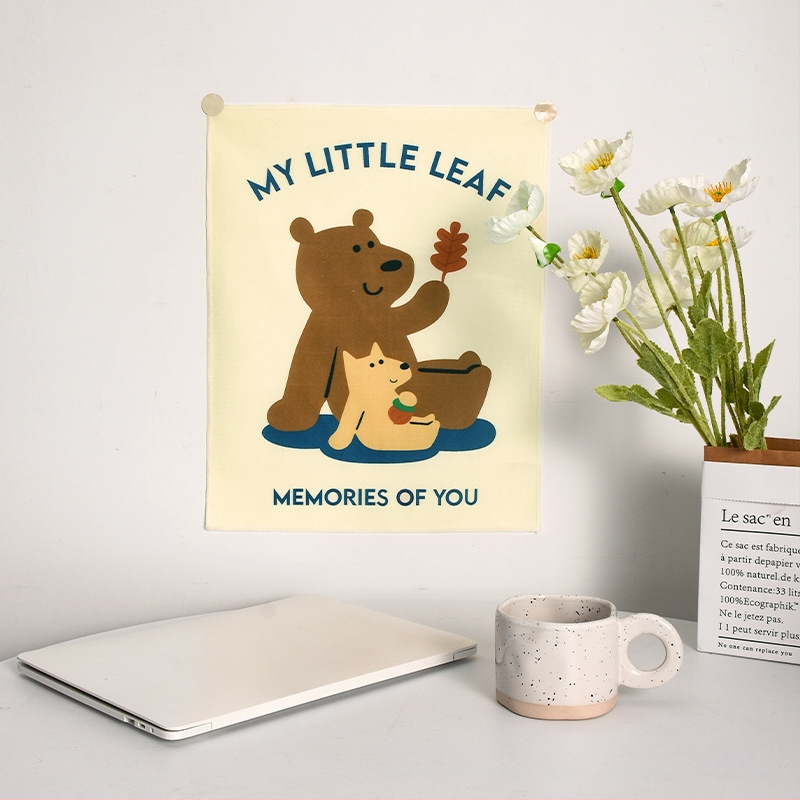 Ταπισερί πολυεστέρα σε κορεατικό στυλ με αρκούδα καρτούν – ορθογώνιο κρεμαστό διακοσμητικό τοίχου για σαλόνι, υπνοδωμάτιο ή μελέτη