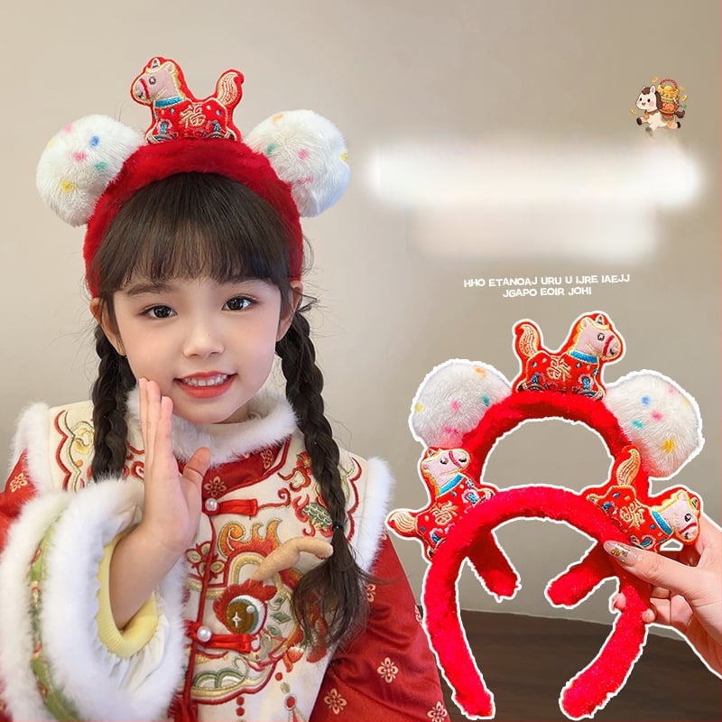 Pliša galvas lente ar poniju, adīta ar roku, XS-017 modelis, 2025. gada ziema, universāla