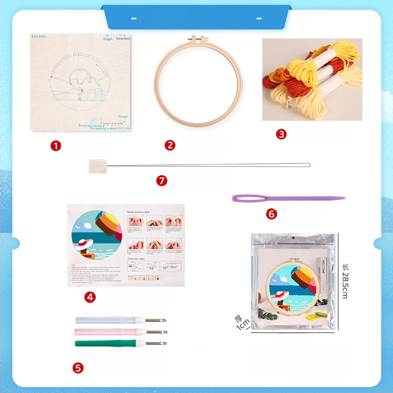 Κιτ κεντήματος με λινό ύφασμα και τοπίο — Μεσογειακό στυλ, τύπος κεντήματος: Άλλο, κέντημα με σταυρό