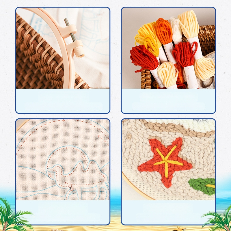 Κιτ κεντήματος με λινό ύφασμα και τοπίο — Μεσογειακό στυλ, τύπος κεντήματος: Άλλο, κέντημα με σταυρό