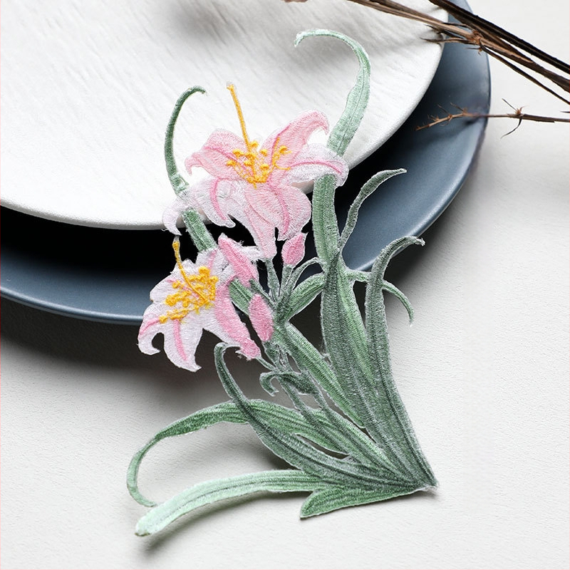 Апликация за гладене с орхидна бродерия за ханфу и дрехи — rayon, Rainbow Embroidery