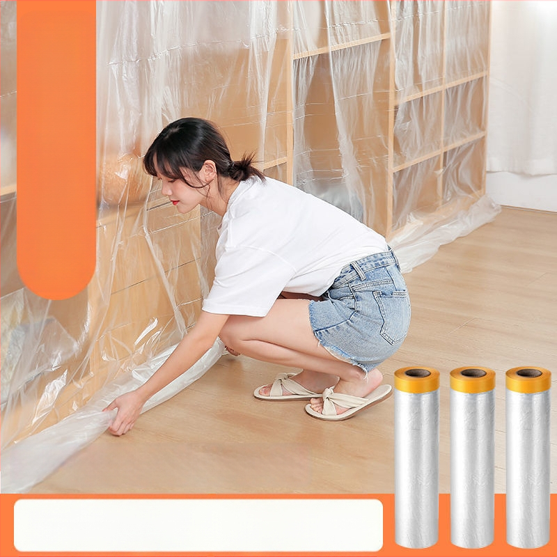 Еднократна прахоустойчива филмова защита за мебели за дневна стая – полиетиленова покривна обвивка за диван, нощно шкафче и шкаф – прост и модерен стил