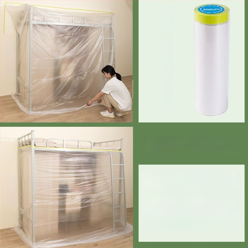 Еднократна прахоустойчива филмова защита за мебели за дневна стая – полиетиленова покривна обвивка за диван, нощно шкафче и шкаф – прост и модерен стил