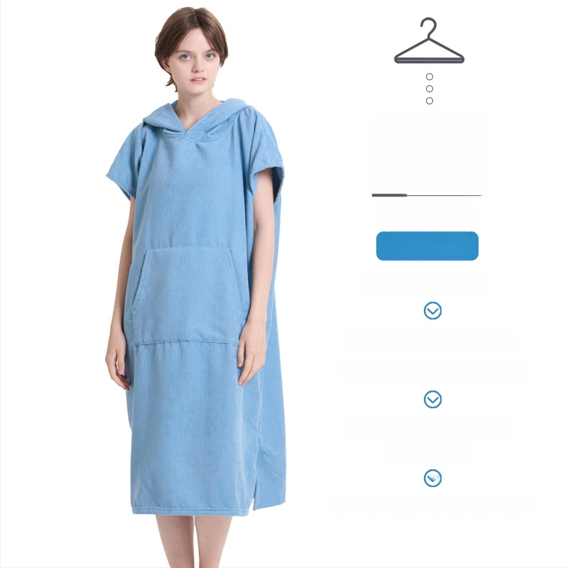 Μικροϊνές διπλής όψης fleece Poncho-ρόμπα, γρήγορο στέγνωμα, για παραλία/μπάνιο, προσαρμόσιμο, πολυεστερικό μείγμα