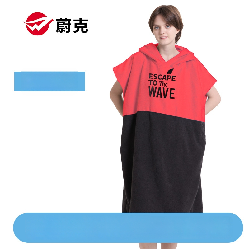 Μικροϊνές διπλής όψης fleece Poncho-ρόμπα, γρήγορο στέγνωμα, για παραλία/μπάνιο, προσαρμόσιμο, πολυεστερικό μείγμα