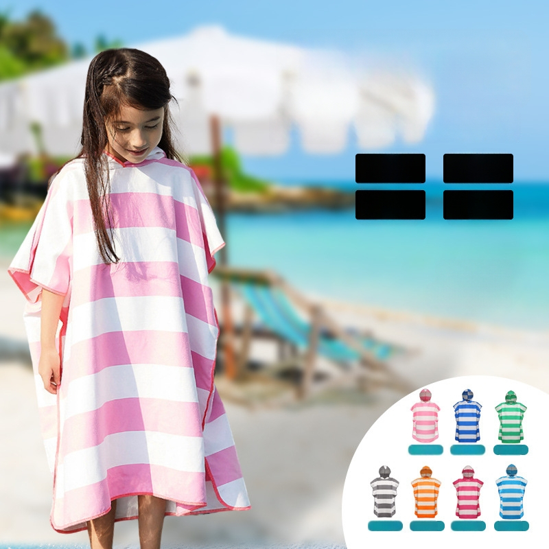 Παιδική ριγέ ρόμπα αλλαγής από υπερλεπτές ίνες microfiber, γρήγορο στέγνωμα, 245 g, 85% πολυεστέρας