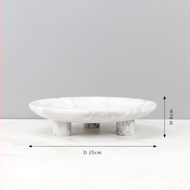 Europos stiliaus apvali vaisių lėkštė iš natūralaus marmuro, poliruotas paviršius, rankų darbas, kartono pakuotė, prekė cramper