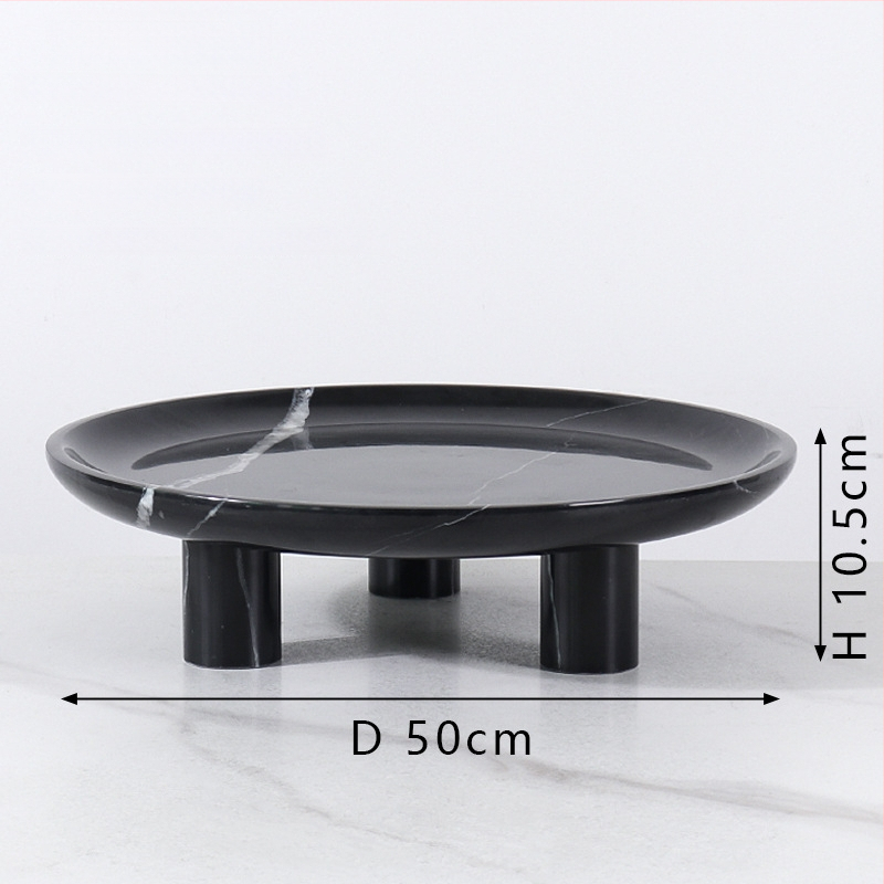 Europos stiliaus apvali vaisių lėkštė iš natūralaus marmuro, poliruotas paviršius, rankų darbas, kartono pakuotė, prekė cramper