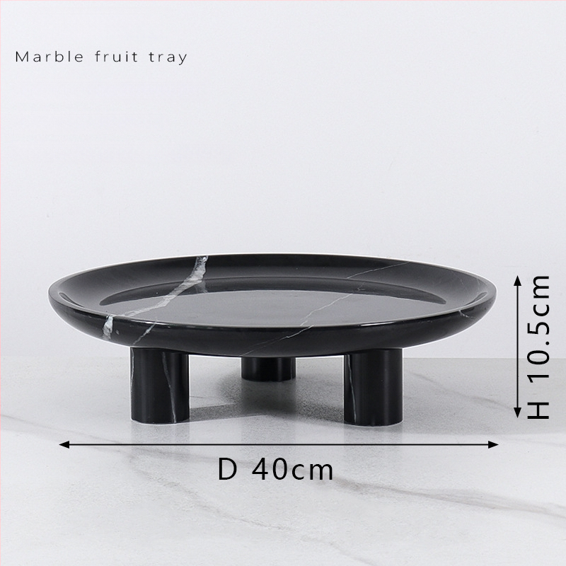 Europos stiliaus apvali vaisių lėkštė iš natūralaus marmuro, poliruotas paviršius, rankų darbas, kartono pakuotė, prekė cramper