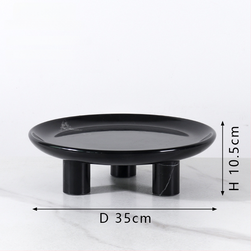 Europos stiliaus apvali vaisių lėkštė iš natūralaus marmuro, poliruotas paviršius, rankų darbas, kartono pakuotė, prekė cramper