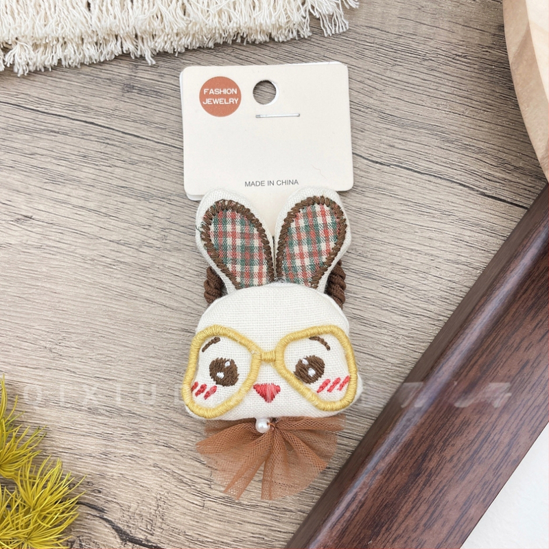 Σετ αξεσουάρ μαλλιών για παιδιά – Χειροποίητες υφασμάτινες κορδέλες με ζωικά μοτίβα (σκύλος και κουνέλι), στυλ δάσους