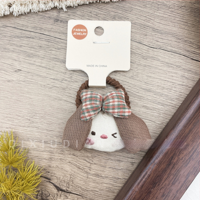 Σετ αξεσουάρ μαλλιών για παιδιά – Χειροποίητες υφασμάτινες κορδέλες με ζωικά μοτίβα (σκύλος και κουνέλι), στυλ δάσους