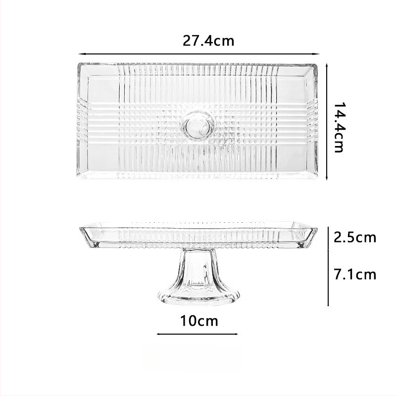 Ембосирано стъклено плато за плодове с педестал – прост стил, първокласно качество, марка Yixuan