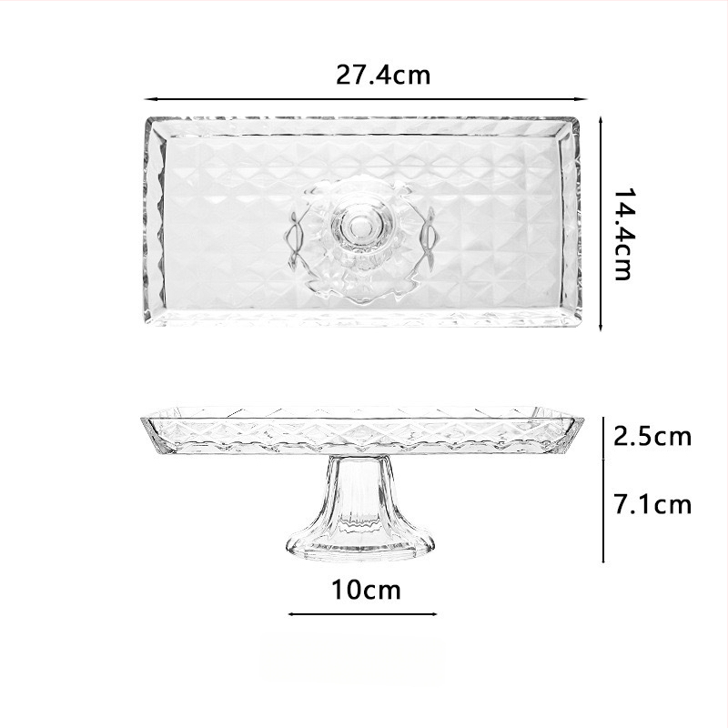 Ембосирано стъклено плато за плодове с педестал – прост стил, първокласно качество, марка Yixuan