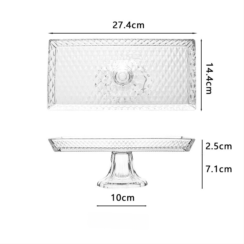 Ембосирано стъклено плато за плодове с педестал – прост стил, първокласно качество, марка Yixuan