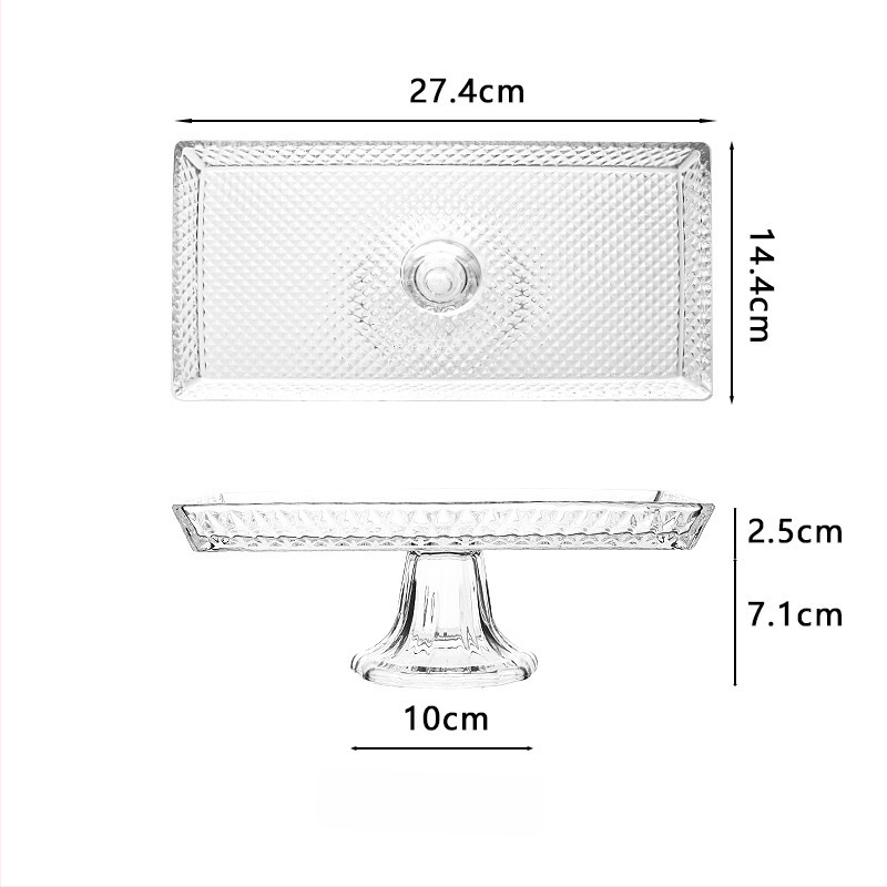 Ембосирано стъклено плато за плодове с педестал – прост стил, първокласно качество, марка Yixuan