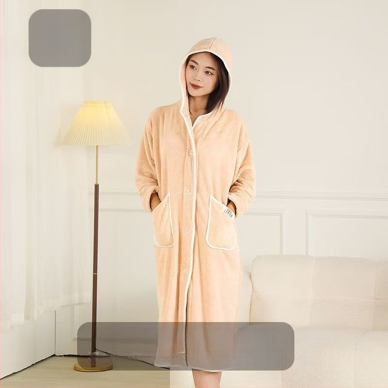 Дамски халат за зима — флис, памук-микрофибър, 600 г