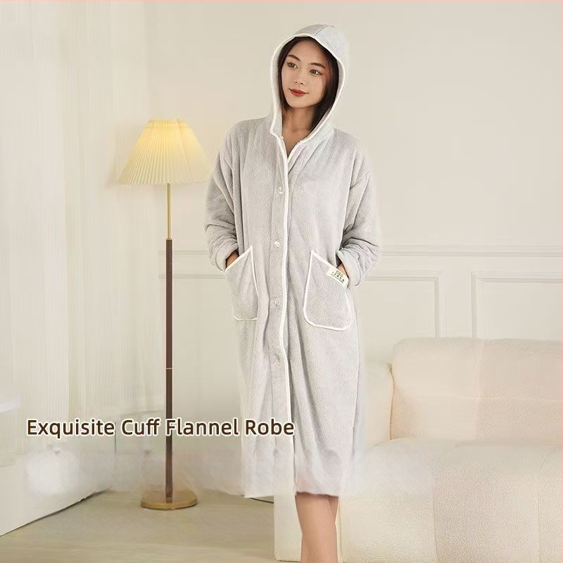 Дамски халат за зима — флис, памук-микрофибър, 600 г