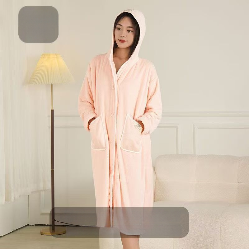 Дамски халат за зима — флис, памук-микрофибър, 600 г