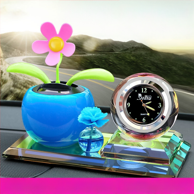 Automašīnas iekšējā dekora ar saules enerģiju darbināmo kustīgu ziedu aromterapijai, metāla konstrukcija, piemērots biznesa dāvanām