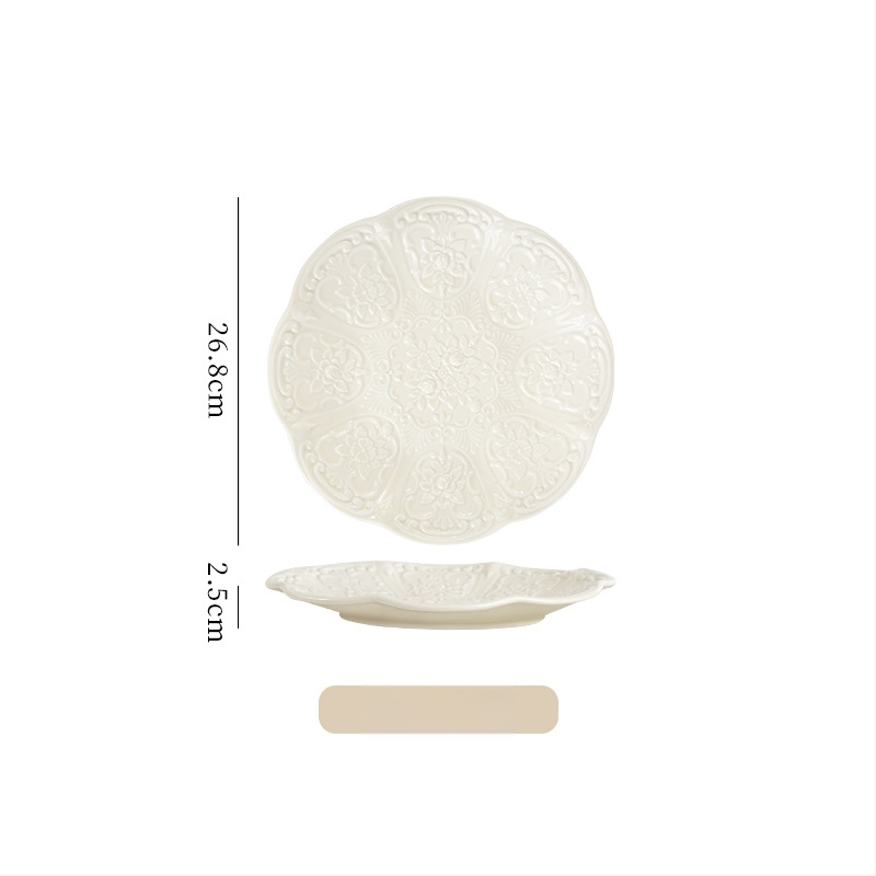 Σετ φλυτζάνι καφέ με πιατάκι σε ευρωπαϊκό ανάγλυφο κεραμικό, ρετρό στυλ αυλής, κατάλληλο για οικία, μπαρ, καφέ και τεϊοπωλείο, με δυνατότητα προσαρμογής.