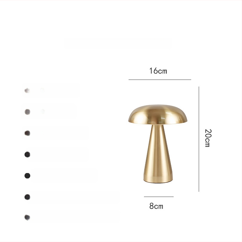 Sēņu formas galda lampa ar pieskāriena nakts gaismu – metāla statīvs, modelis ST-06B, ≤36V