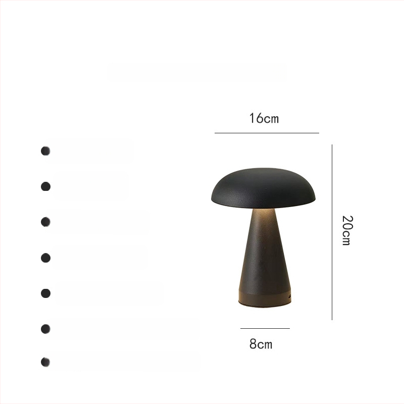 Sēņu formas galda lampa ar pieskāriena nakts gaismu – metāla statīvs, modelis ST-06B, ≤36V