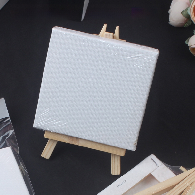 Koka kvadrāta mazs gleznošana rāmis ar statīvu bērniem – DIY akrila gleznošanai