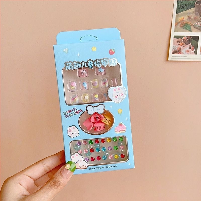 Σετ DIY για παιδικό μανικιούρ – Χειροποίητα αξεσουάρ νυχιών από πλαστικό/ρητίνη, Σειρά Princess, σχέδιο φρούτων και καρτούν, κατάλληλο για ηλικίες 3–10 ετών