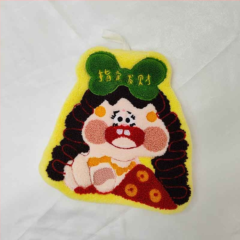 Prosop de mână din fleece coral, cu motiv ursuleț drăguț, cu posibilitate de agățare, absorbant și moale (Material: coral fleece; 30–50 g; Fire: 150D; Broderie)