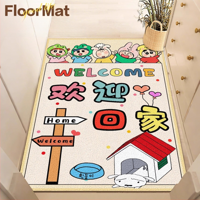 PVC подложка за вход за вътрешна употреба, антихлъзгаща, квадратна, с копринена навивка и анимационен принт