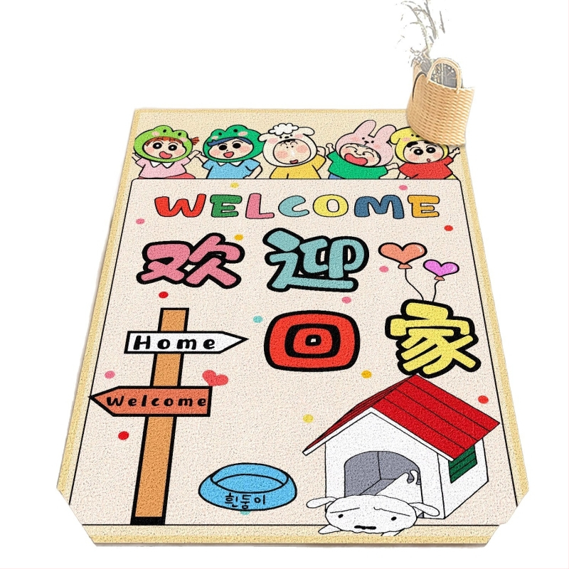 PVC подложка за вход за вътрешна употреба, антихлъзгаща, квадратна, с копринена навивка и анимационен принт