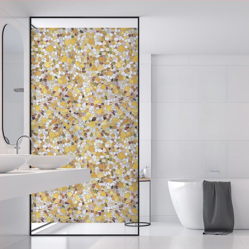 Stikla loga filma bez līmes, matēts ziedu motīvs, PVC, pašlīmējošs, Eiropas stila apglezots dizains